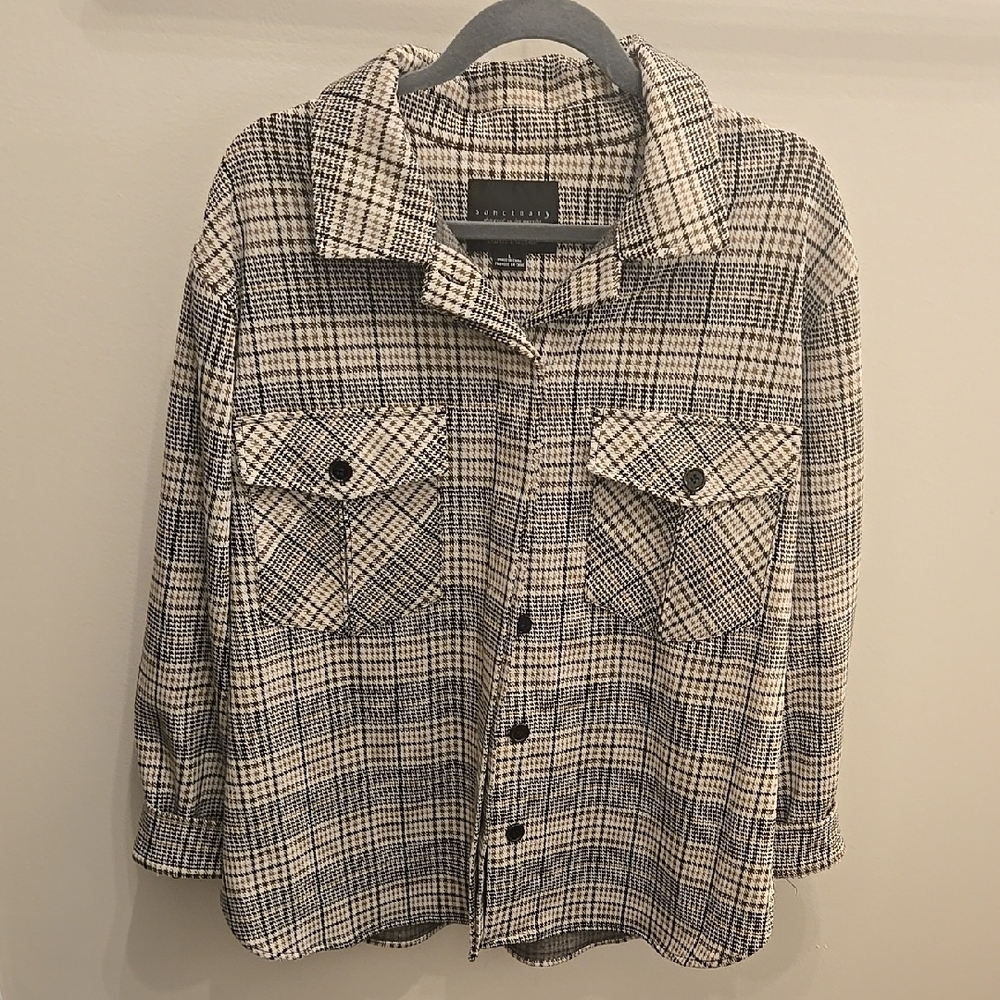 Black and White Plaid Button-Up Shirt